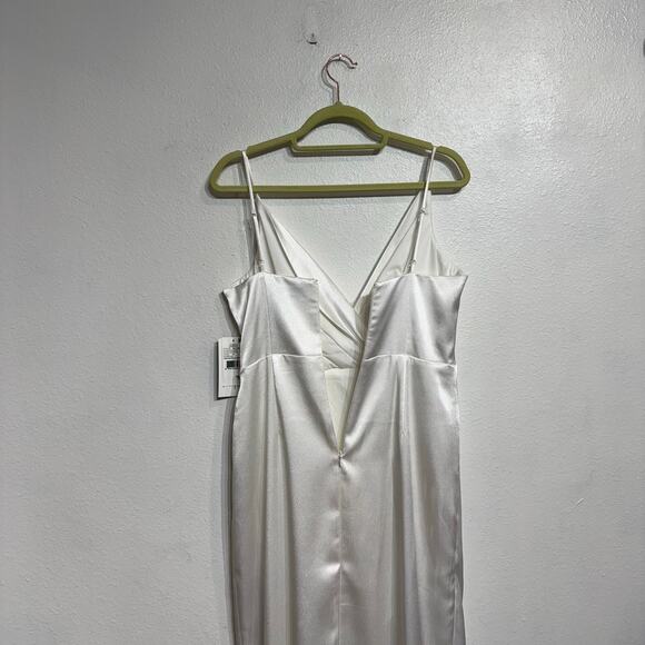 Aidan by Aidan Mattox Ivory V-Neck Draped Column Maxi Gown Sz 10 NWT - Picture 10 of 15